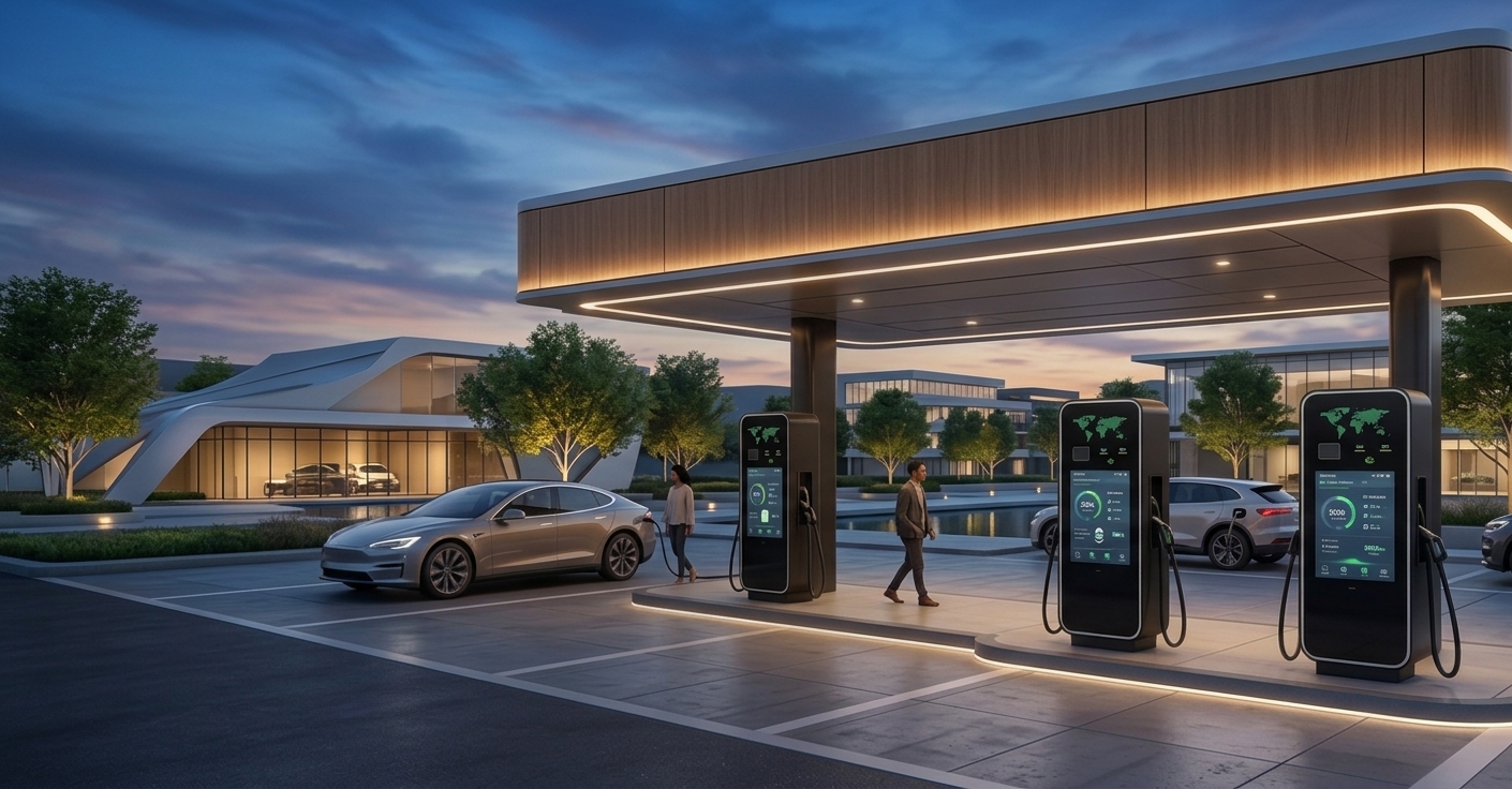 Solar-coupled DC fast charging stations