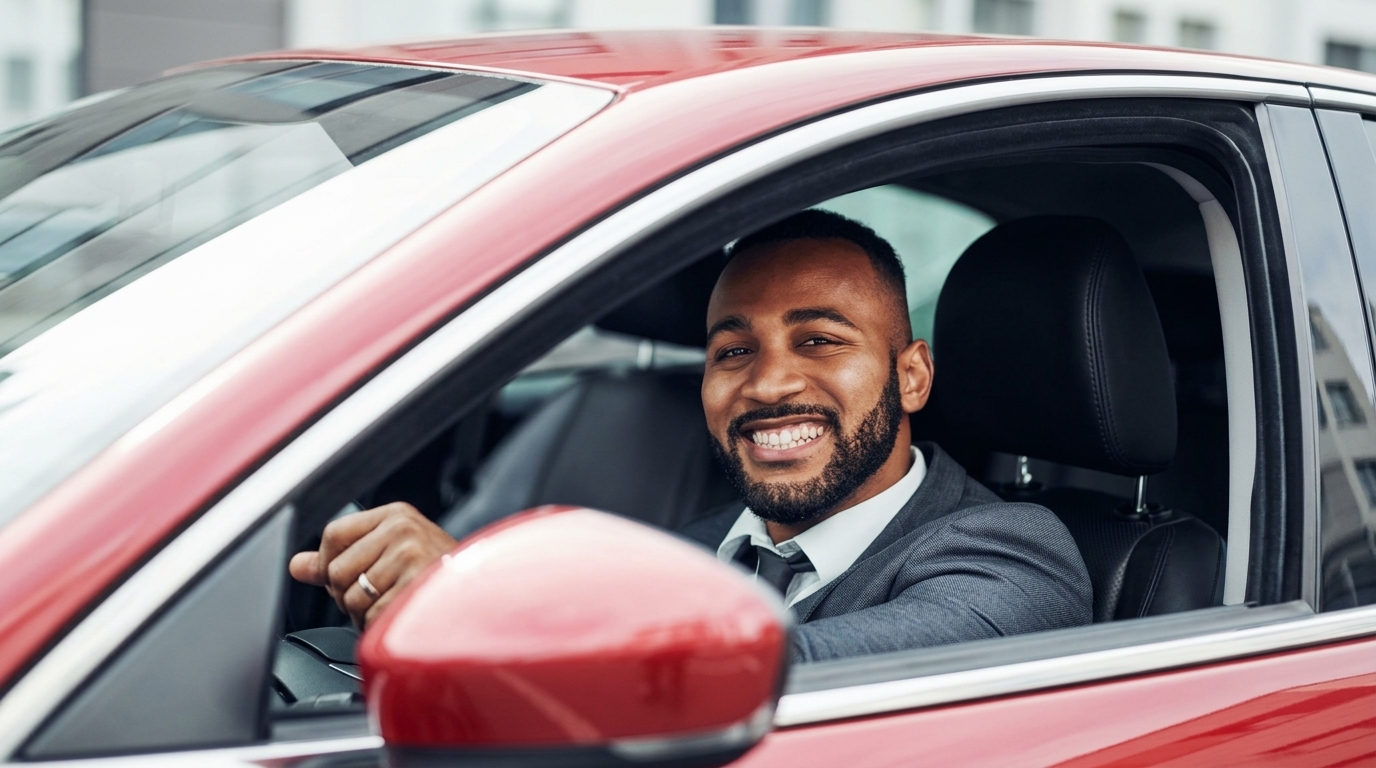 Smiling Axtro driver partner at the wheel