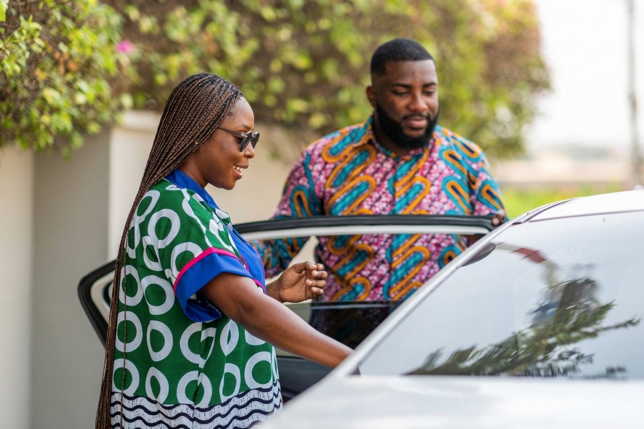 Driver partner opening the car door for a passenger